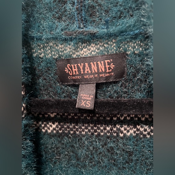 SHYANNE Plush Teal, Black, Cream Women’s Aztec Tribal Boho Duster Cardigan - Picture 4 of 10